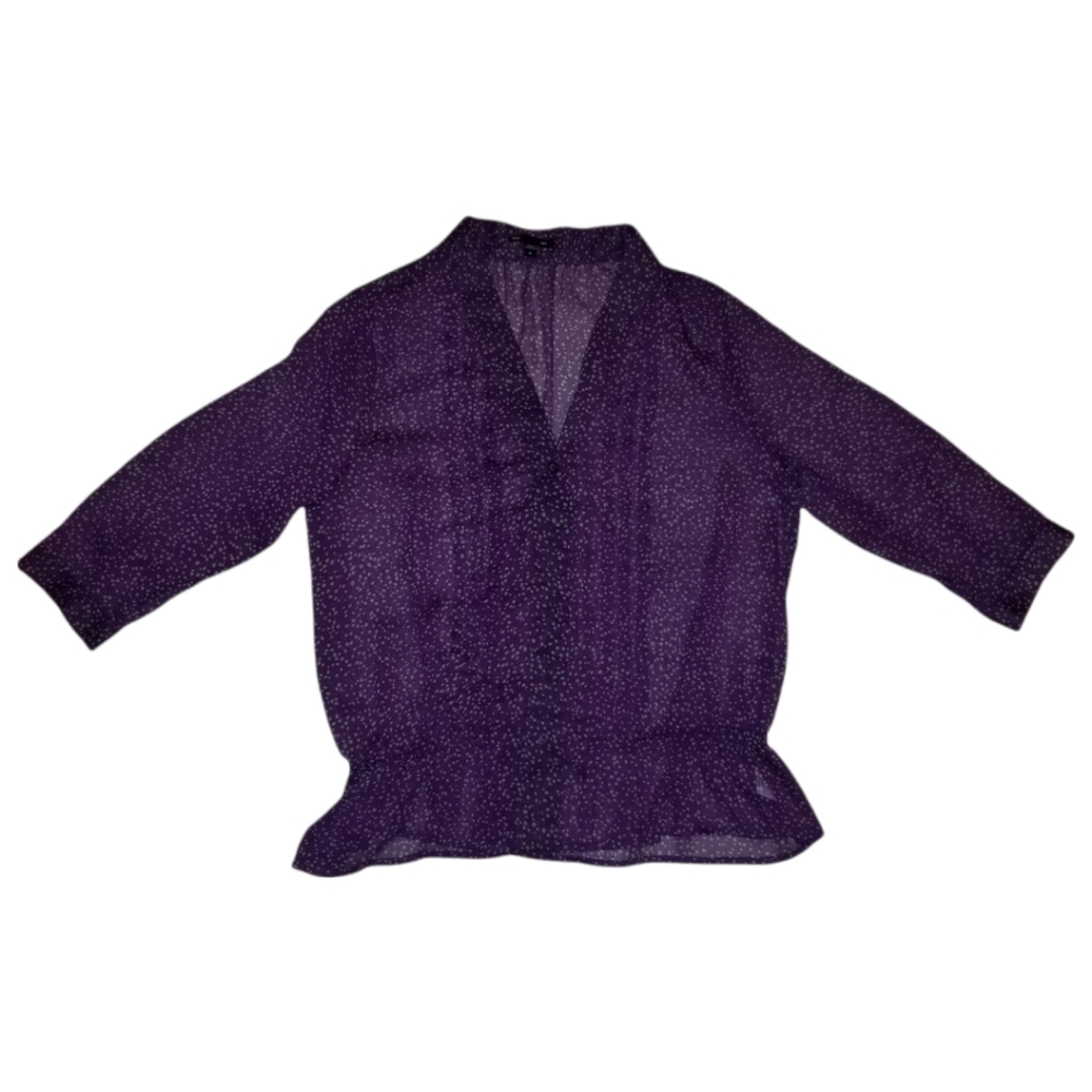 Gap Sheer Plum Polka Dot Blouse Size M